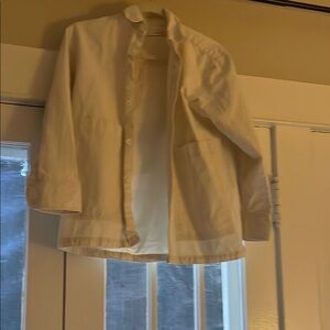 Trendy oversize white chore jacket